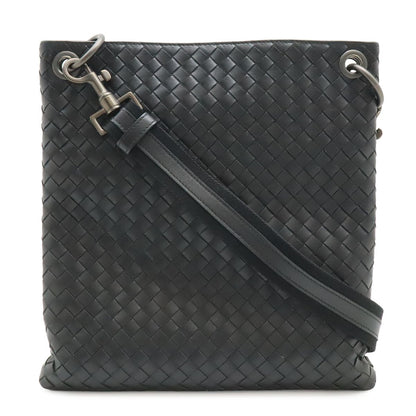 Bottega Veneta Intrecciato Shoulder Bag Crossbody Leather Black