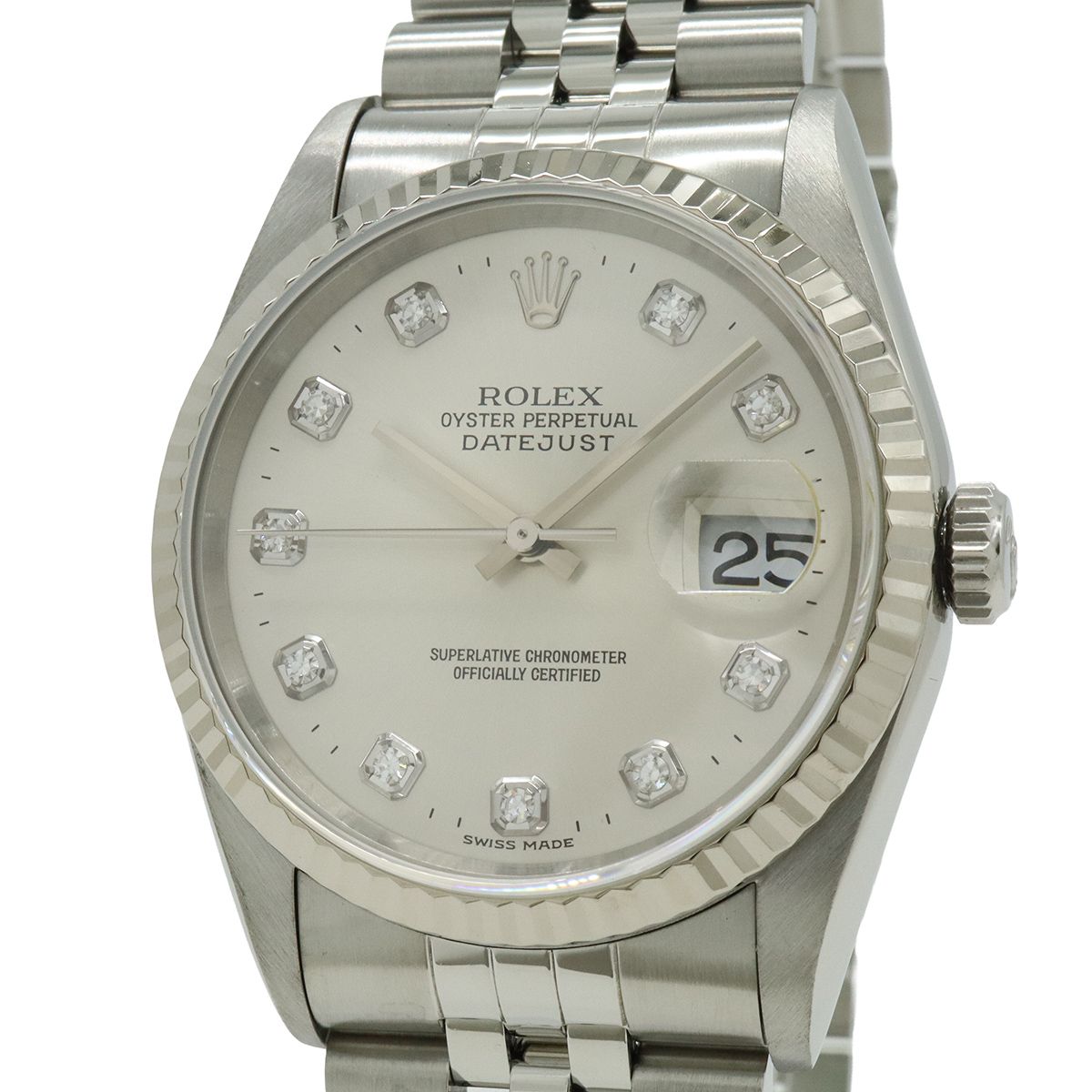 Rolex Datejust Silver Dial 18k White Gold Bezel SS T Number Automatic Watch — view 4