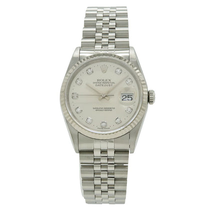 Rolex Datejust Silver Dial 18k White Gold Bezel SS T Number Automatic Watch