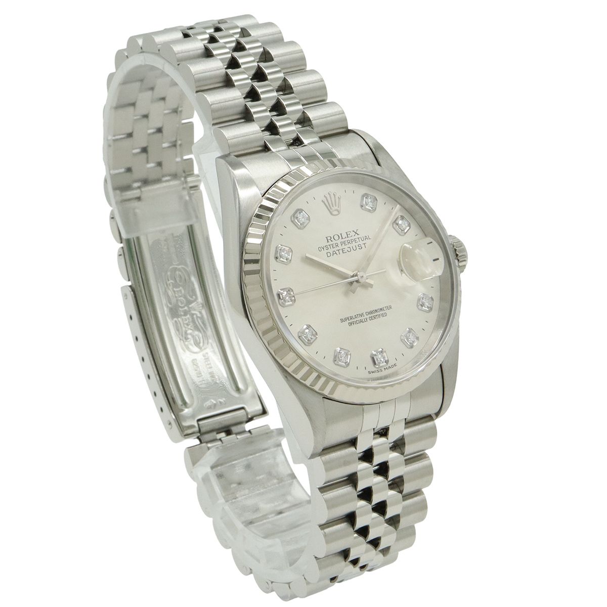 Rolex Datejust Silver Dial 18k White Gold Bezel SS T Number Automatic Watch — view 3