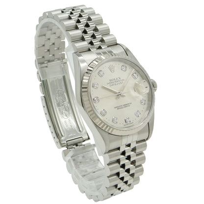 Rolex Datejust Silver Dial 18k White Gold Bezel SS T Number Automatic Watch — view 3