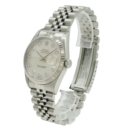 Rolex Datejust Silver Dial 18k White Gold Bezel SS T Number Automatic Watch — view 2