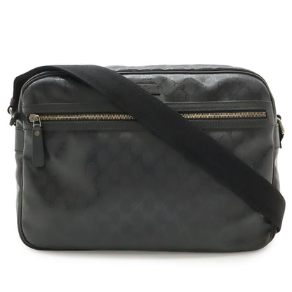 Gucci GG Supreme Shoulder Bag Crossbody Leather Black Silver
