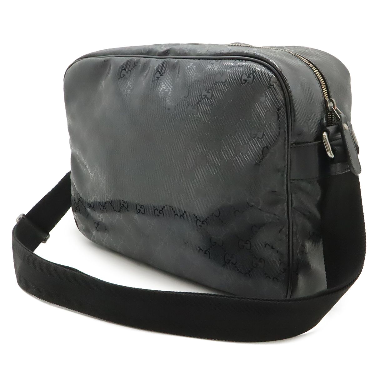 Gucci GG Supreme Shoulder Bag Crossbody Leather Black Silver — view 2