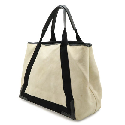 Balenciaga Navy Cabas M Tote Shoulder Bag Canvas Leather Natural Black Pouch — view 2