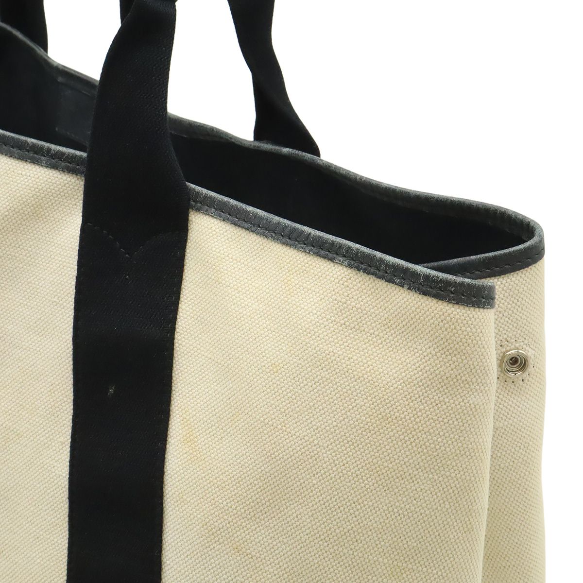 Balenciaga Navy Cabas M Tote Shoulder Bag Canvas Leather Natural Black Pouch — view 6