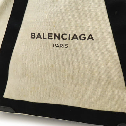 Balenciaga Navy Cabas M Tote Shoulder Bag Canvas Leather Natural Black Pouch — view 9