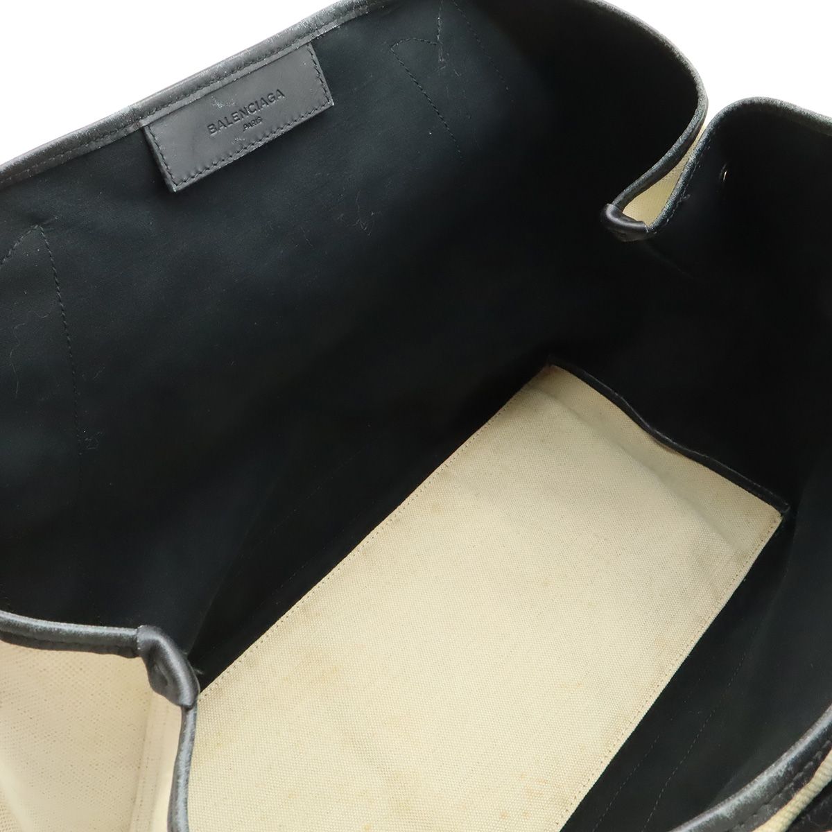 Balenciaga Navy Cabas M Tote Shoulder Bag Canvas Leather Natural Black Pouch — view 5