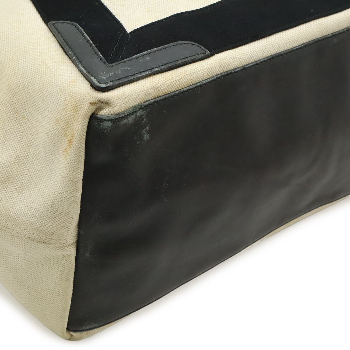 Balenciaga Navy Cabas M Tote Shoulder Bag Canvas Leather Natural Black Pouch — view 3