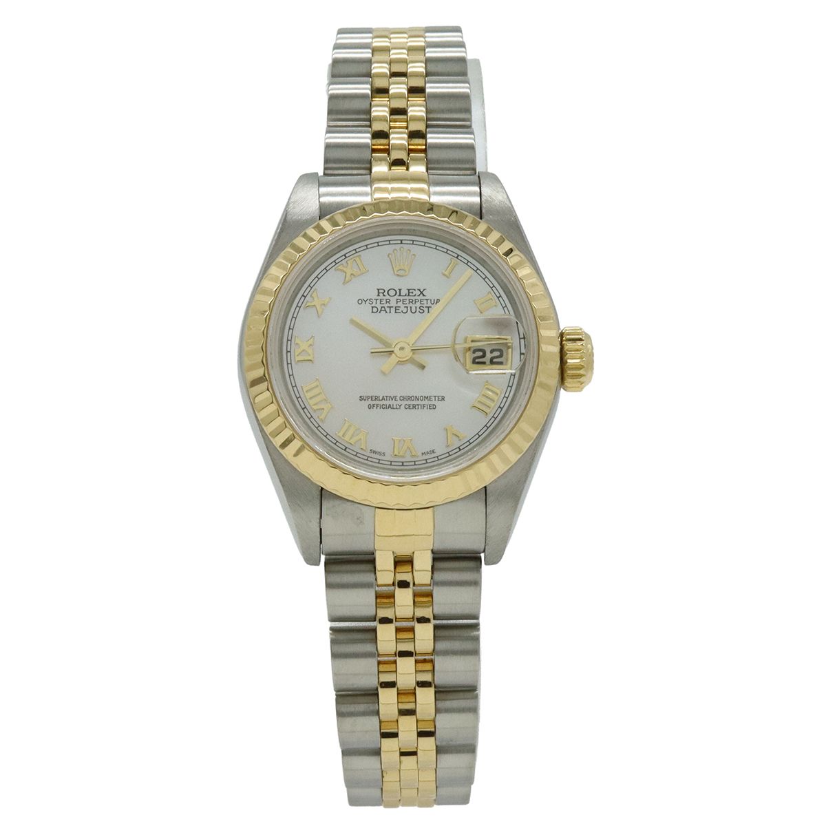 Rolex Datejust White Shell Dial Roman SS 18k Yellow Gold Combination P Number