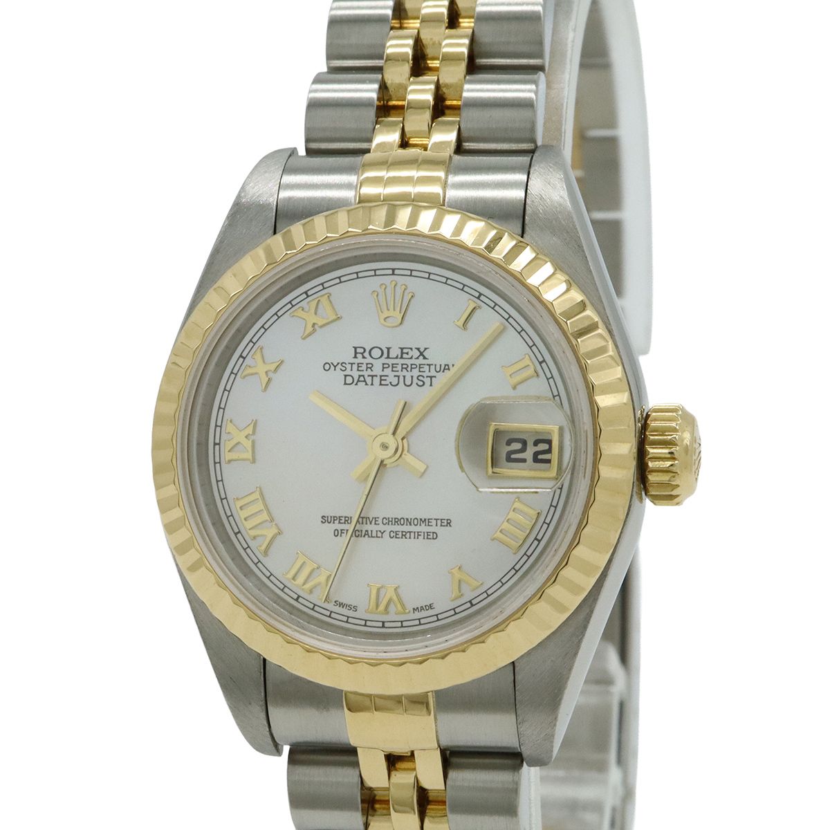 Rolex Datejust White Shell Dial Roman SS 18k Yellow Gold Combination P Number — view 4