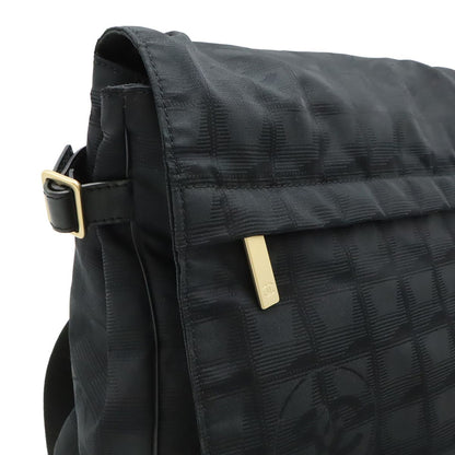 Chanel New Travel Line Messenger Bag Crossbody Nylon Jacquard Black Gold — view 6