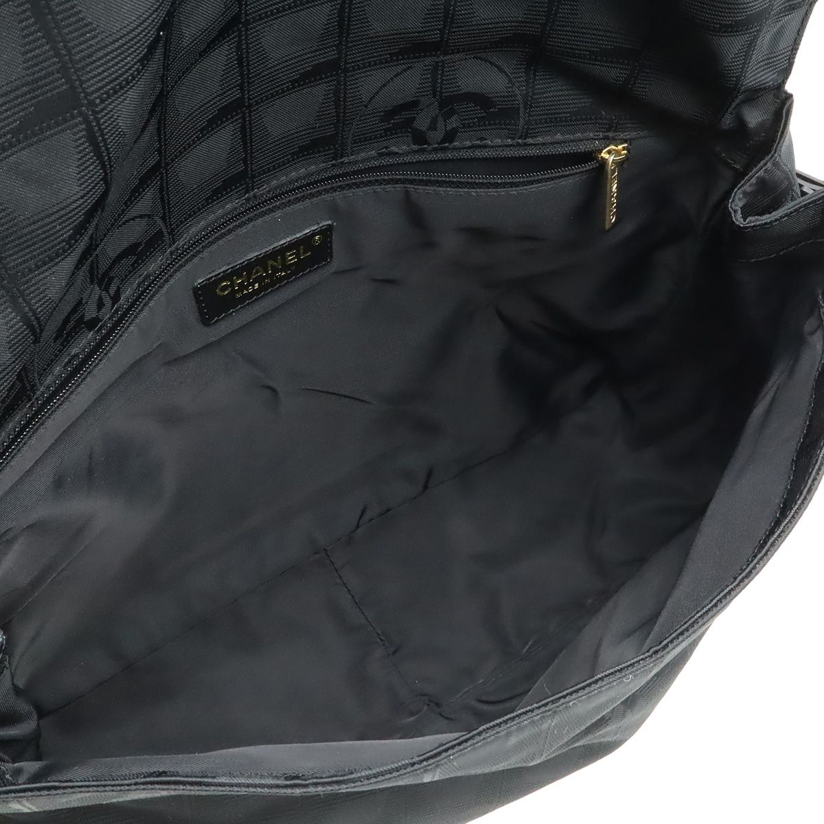 Chanel New Travel Line Messenger Bag Crossbody Nylon Jacquard Black Gold — view 7