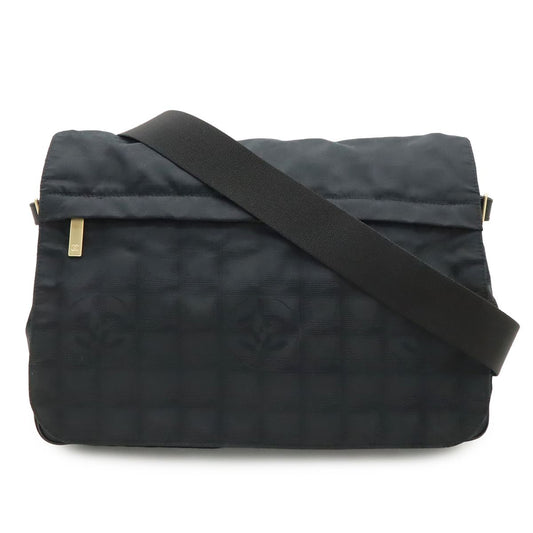 Chanel New Travel Line Messenger Bag Crossbody Nylon Jacquard Black Gold