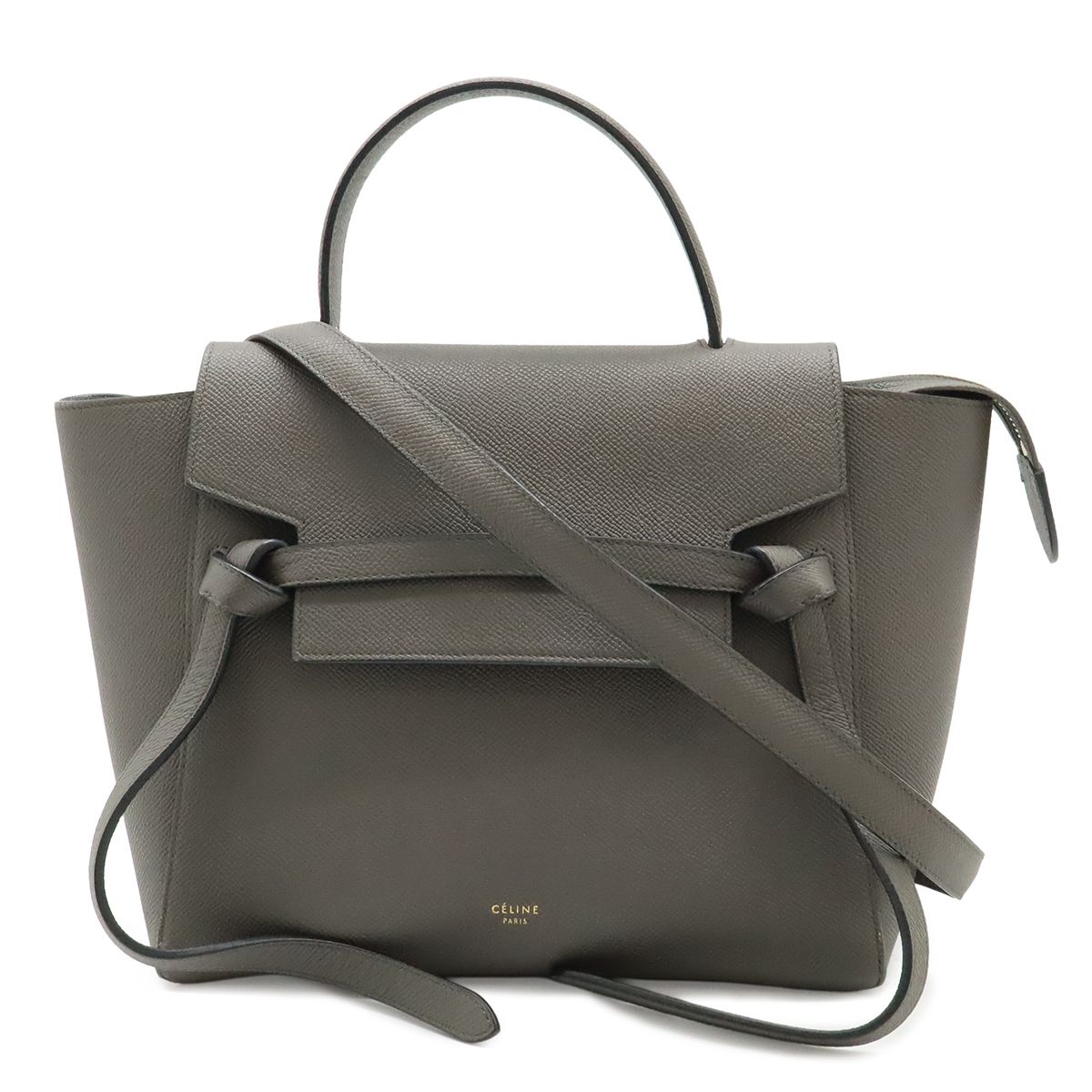 Celine Belt Bag Micro 2-Way Crossbody Leather Gray Gold