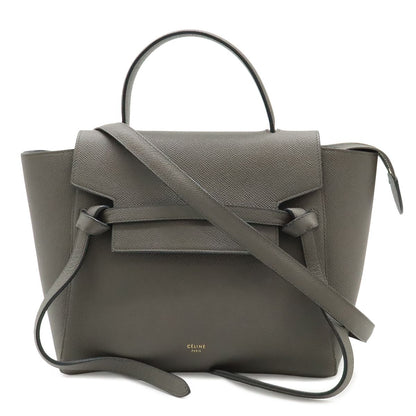 Celine Belt Bag Micro 2-Way Crossbody Leather Gray Gold