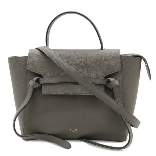 Celine Belt Bag Micro 2-Way Crossbody Leather Gray Gold