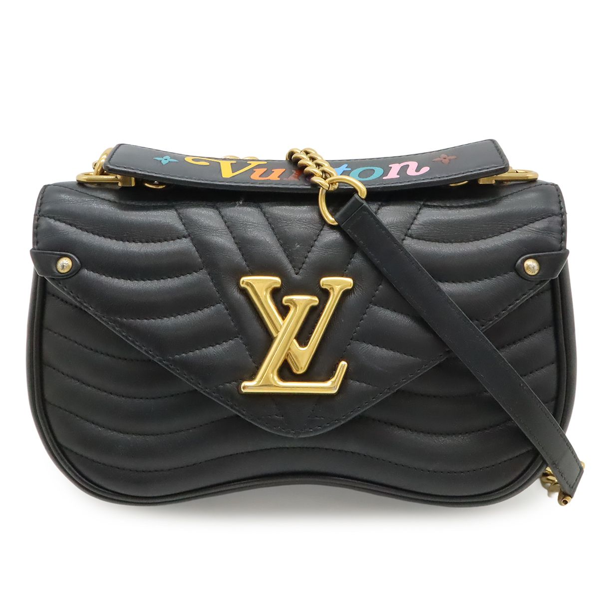 Louis Vuitton New Wave Chain MM Shoulder Bag Leather Noir Black