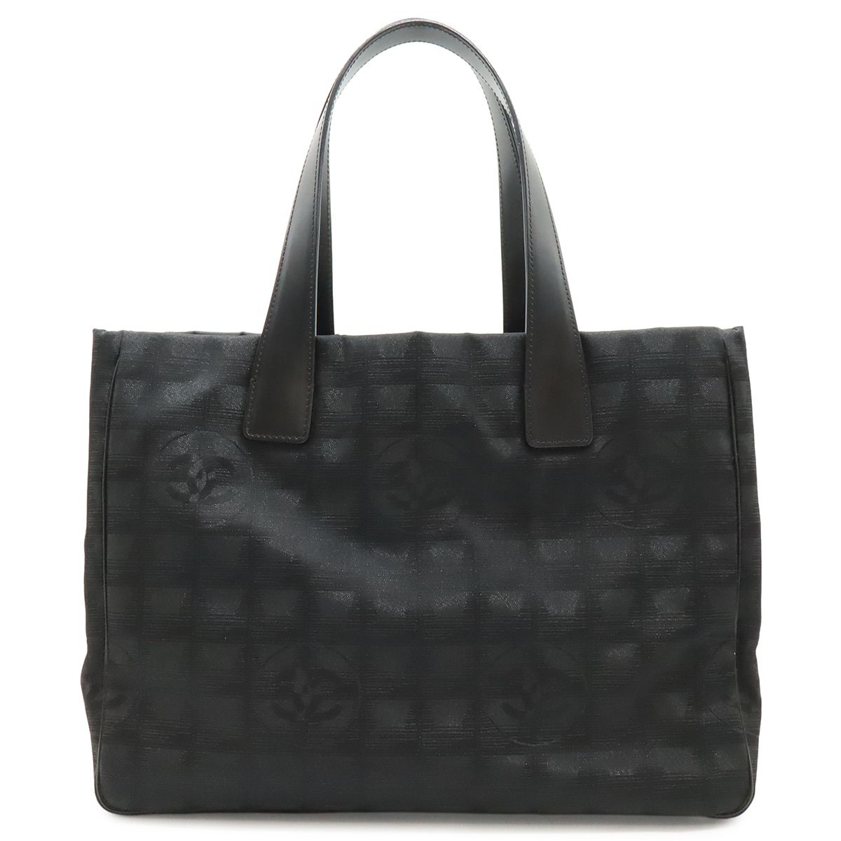 Chanel New Travel Line Tote MM Shoulder Bag Nylon Jacquard Lame Black