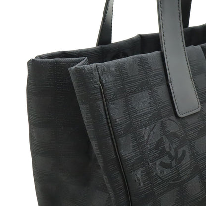 Chanel New Travel Line Tote MM Shoulder Bag Nylon Jacquard Lame Black — view 6