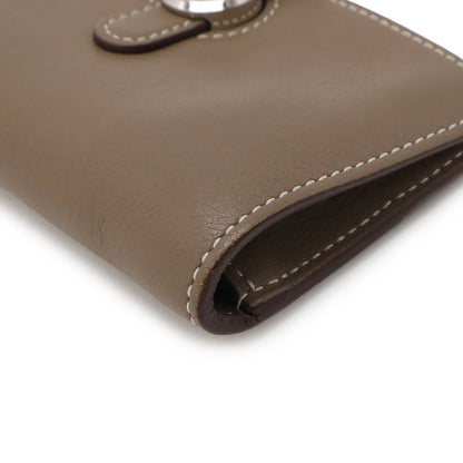 Hermes Dogon Key Case Coin Purse Card with Chain Voswift Leather Etoupe Gray — view 3