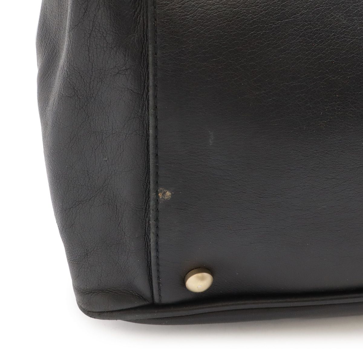 Chanel Camellia Logo Tote Large Shoulder Bag Leather Black Silver — view 4