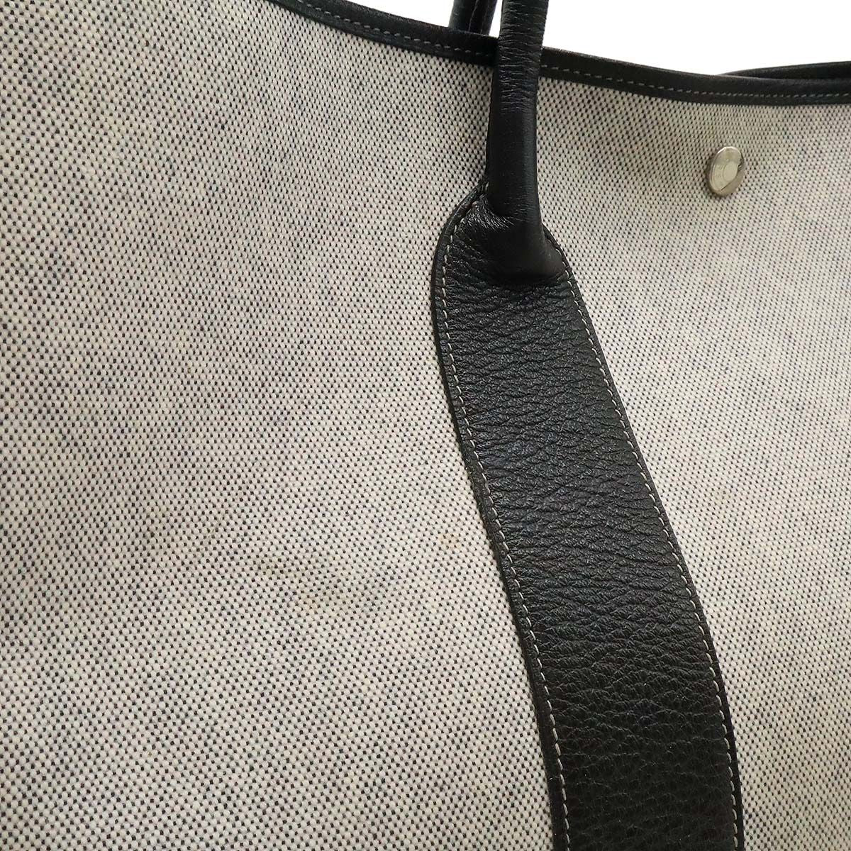 Hermes Garden Party PM Tote Shoulder Bag Toile Ash Canvas Black — view 8
