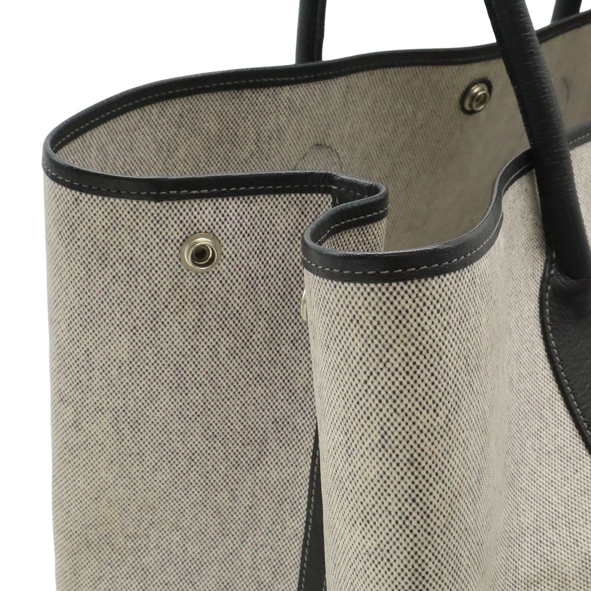 Hermes Garden Party PM Tote Shoulder Bag Toile Ash Canvas Black — view 5