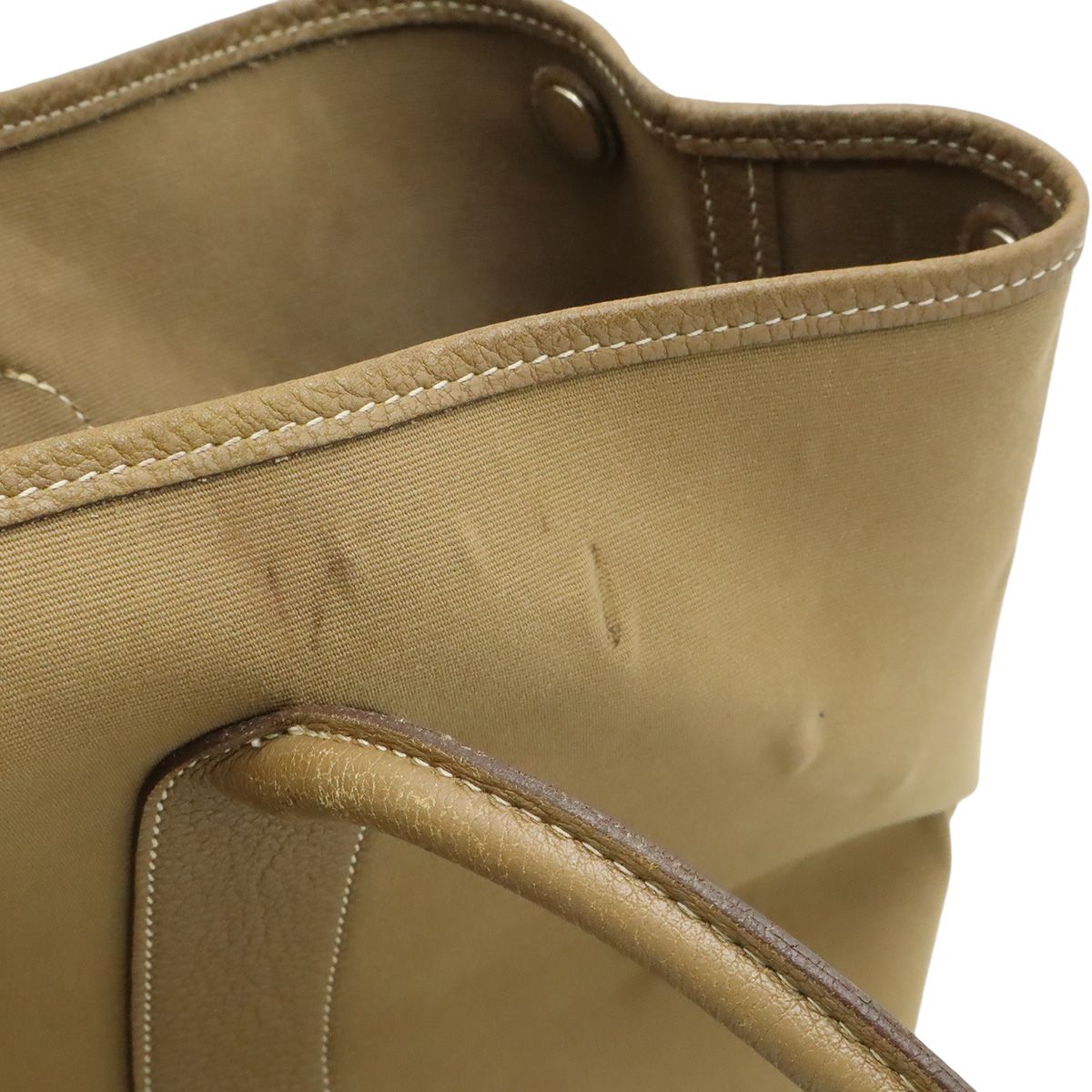 Hermes Garden Party PM Tote Toile Officier Canvas Brown Beige Silver — view 8