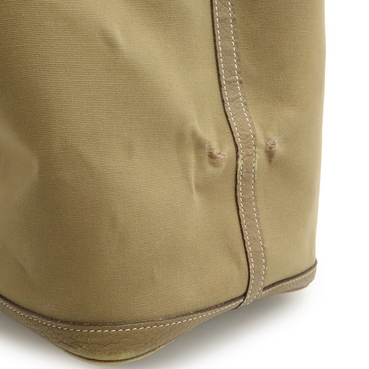 Hermes Garden Party PM Tote Toile Officier Canvas Brown Beige Silver — view 9