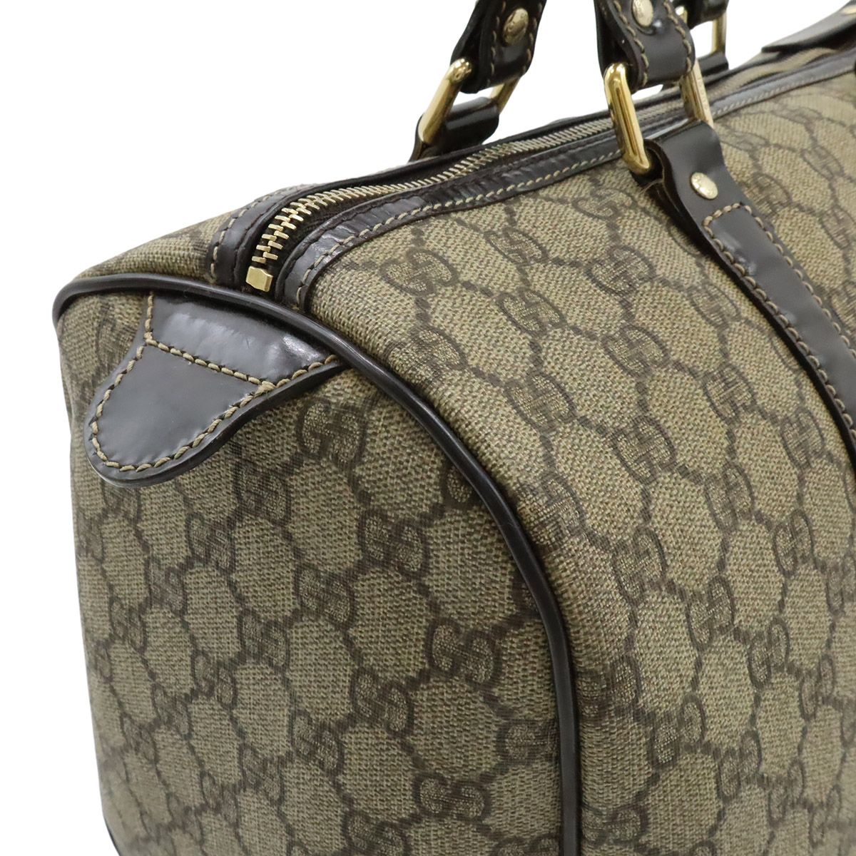 Gucci GG Supreme Mini Boston Bag Leather Khaki Beige Dark Brown Gold — view 4