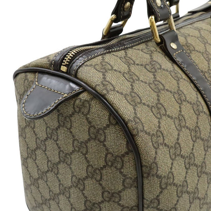 Gucci GG Supreme Mini Boston Bag Leather Khaki Beige Dark Brown Gold — view 4