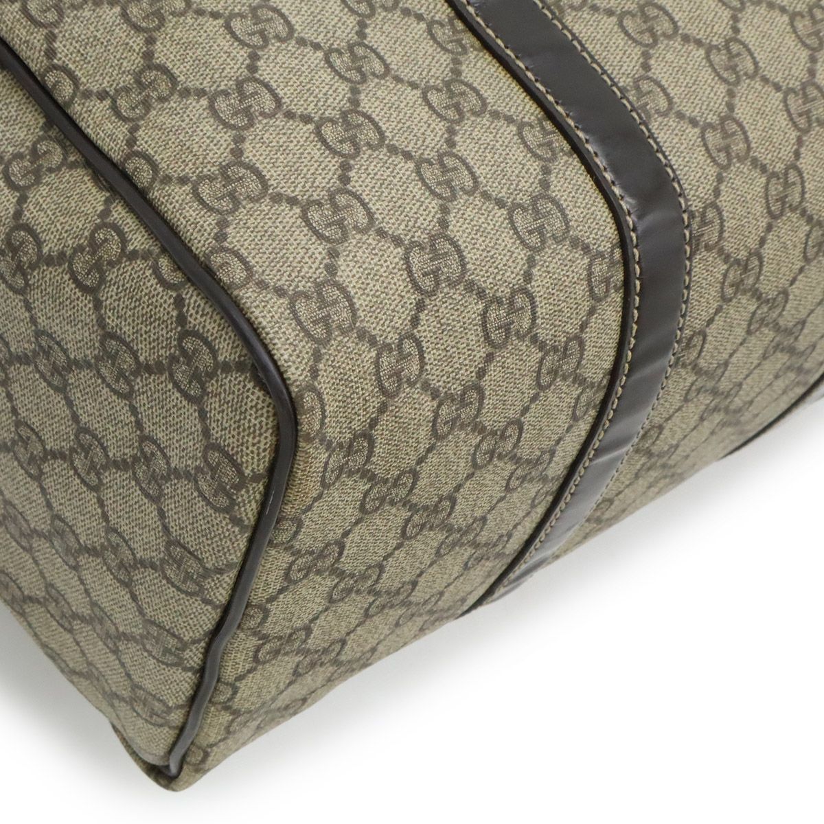 Gucci GG Supreme Mini Boston Bag Leather Khaki Beige Dark Brown Gold — view 3