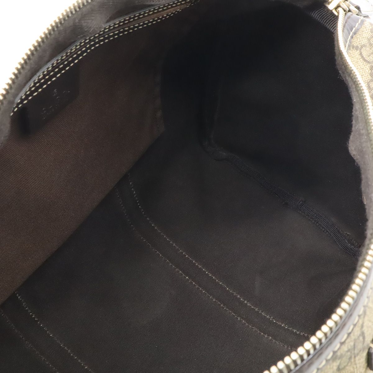 Gucci GG Supreme Mini Boston Bag Leather Khaki Beige Dark Brown Gold — view 7