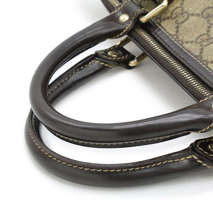 Gucci GG Supreme Mini Boston Bag Leather Khaki Beige Dark Brown Gold — view 5