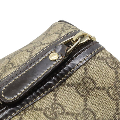 Gucci GG Supreme Mini Boston Bag Leather Khaki Beige Dark Brown Gold — view 6