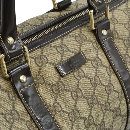 Gucci GG Supreme Mini Boston Bag Leather Khaki Beige Dark Brown Gold — view 8