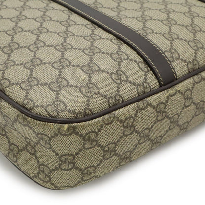 Gucci GG Supreme Business Briefcase Document Purse Leather Beige Dark Brown Gold — view 3
