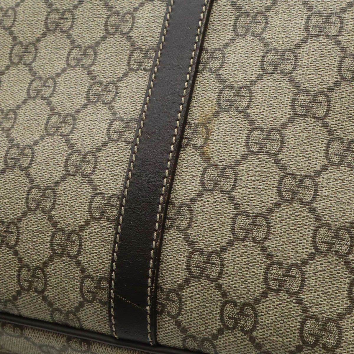 Gucci GG Supreme Business Briefcase Document Purse Leather Beige Dark Brown Gold — view 9