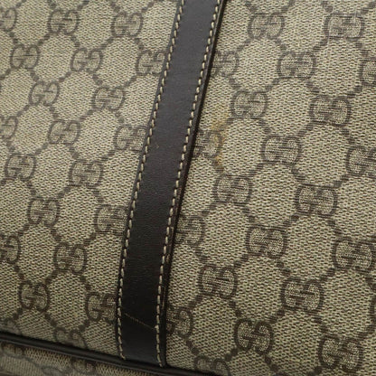 Gucci GG Supreme Business Briefcase Document Purse Leather Beige Dark Brown Gold — view 9