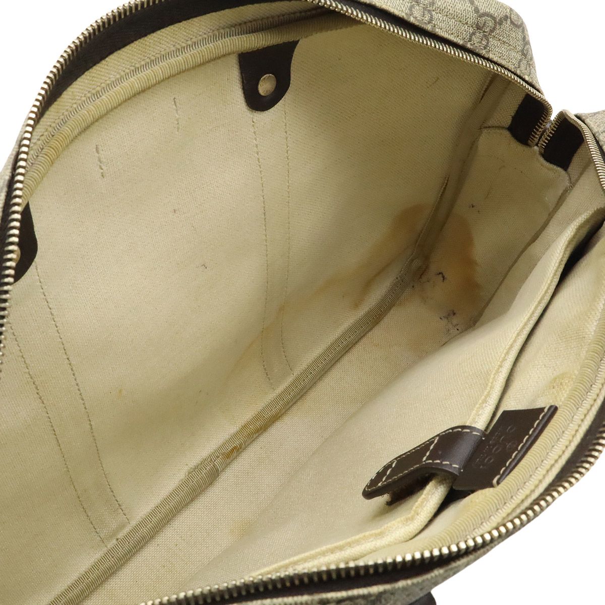 Gucci GG Supreme Business Briefcase Document Purse Leather Beige Dark Brown Gold — view 6
