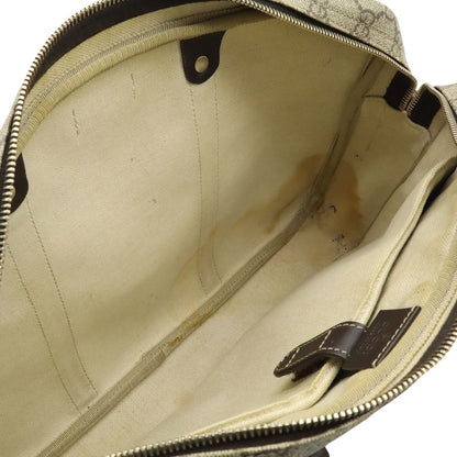 Gucci GG Supreme Business Briefcase Document Purse Leather Beige Dark Brown Gold — view 6