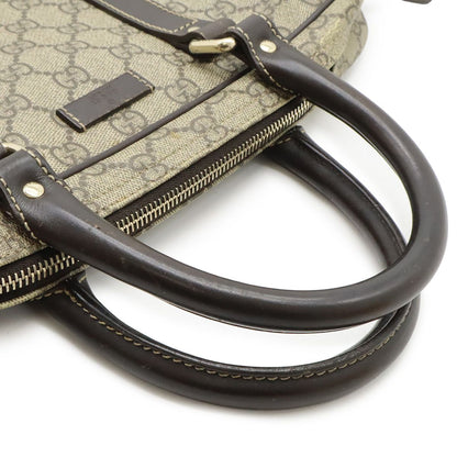 Gucci GG Supreme Business Briefcase Document Purse Leather Beige Dark Brown Gold — view 4