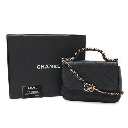 Chanel 19 Quilted Top Handle 2-Way Chain Shoulder Bag Leather Black — view 9