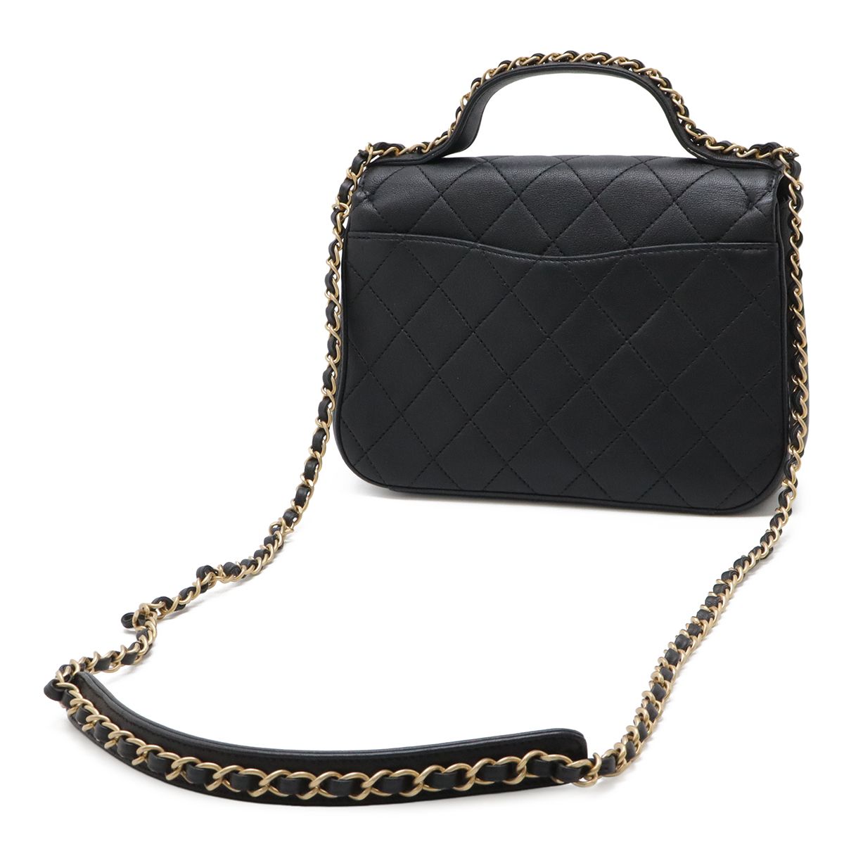 Chanel 19 Quilted Top Handle 2-Way Chain Shoulder Bag Leather Black — view 2