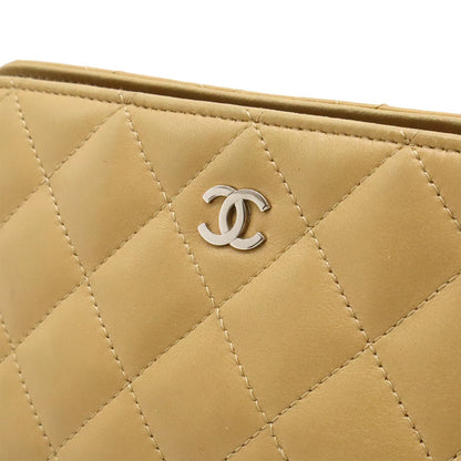 Chanel Quilted CC Logo Makeup Pouch Cosmetic Multi Case Lambskin Beige Silver — view 8