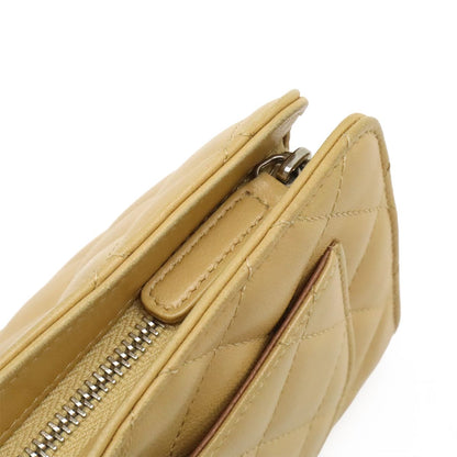 Chanel Quilted CC Logo Makeup Pouch Cosmetic Multi Case Lambskin Beige Silver — view 4