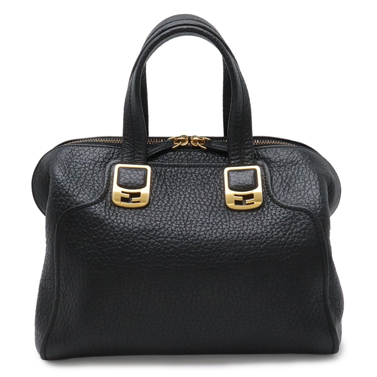 Fendi Chameleon Tote Leather Black Gold