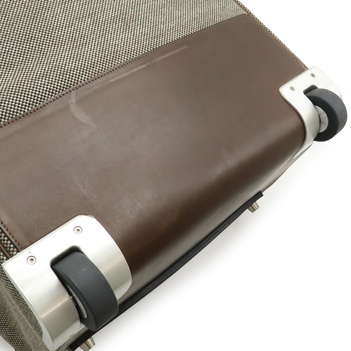 Hermes Carre Express Cabin Travel Bag Suitcase Bag Toile Ash Leather Brown — view 9