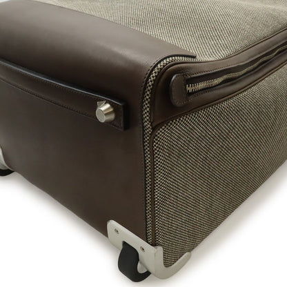 Hermes Carre Express Cabin Travel Bag Suitcase Bag Toile Ash Leather Brown — view 3